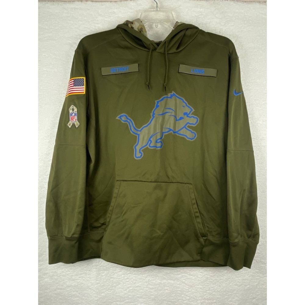 Nike Detroit Lions Men's XL Salute to Service Hoodie Olive Green 944235-395